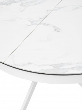 Стол TRENTO 120 HIGH GLOSS STATUARIO Белый мрамор глянцевый, керамика/ белый каркас, ®DISAUR в Каменске-Уральском - kamensk-uralskiy.ok-mebel.com | фото 4