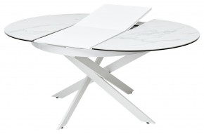 Стол TRENTO 120 HIGH GLOSS STATUARIO Белый мрамор глянцевый, керамика/ белый каркас, ®DISAUR в Каменске-Уральском - kamensk-uralskiy.ok-mebel.com | фото 5