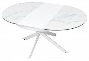 Стол TRENTO 120 HIGH GLOSS STATUARIO Белый мрамор глянцевый, керамика/ белый каркас, ®DISAUR в Каменске-Уральском - kamensk-uralskiy.ok-mebel.com | фото 8
