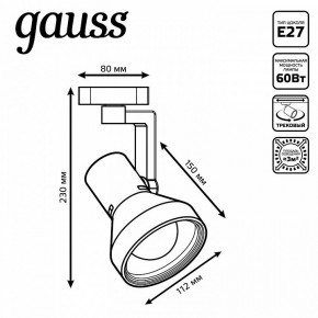Светильник на штанге Gauss Track Light TR005 в Каменске-Уральском - kamensk-uralskiy.ok-mebel.com | фото 6