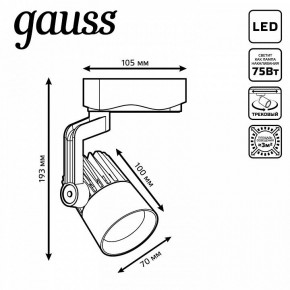 Светильник на штанге Gauss Track Light TR061 в Каменске-Уральском - kamensk-uralskiy.ok-mebel.com | фото 6
