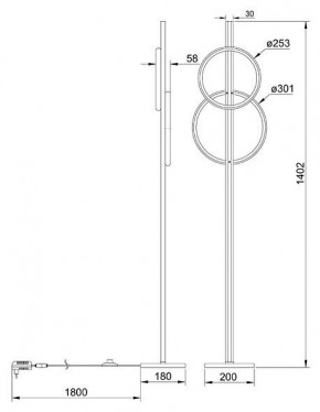 Торшер Arte Lamp Fluido A3913PN-24BK в Каменске-Уральском - kamensk-uralskiy.ok-mebel.com | фото 2