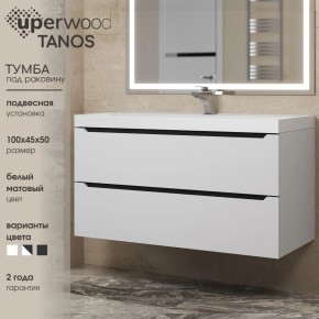 Тумба под раковину Uperwood Tanos 100 см, подвесная, белая/графит в Каменске-Уральском - kamensk-uralskiy.ok-mebel.com | фото 3