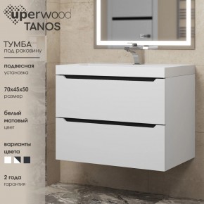 Тумба под раковину Uperwood Tanos 70 см, подвесная, белая/графит в Каменске-Уральском - kamensk-uralskiy.ok-mebel.com | фото 3