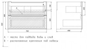 Тумба под раковину Uperwood Tanos 70 см, подвесная, белая/графит в Каменске-Уральском - kamensk-uralskiy.ok-mebel.com | фото 7