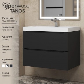 Тумба под раковину Uperwood Tanos 70 см, подвесная, черная матовая в Каменске-Уральском - kamensk-uralskiy.ok-mebel.com | фото 3