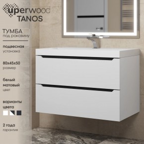 Тумба под раковину Uperwood Tanos 80 см, подвесная, белая/графит в Каменске-Уральском - kamensk-uralskiy.ok-mebel.com | фото 3