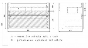 Тумба под раковину Uperwood Tanos 80 см, подвесная, белая/графит в Каменске-Уральском - kamensk-uralskiy.ok-mebel.com | фото 7