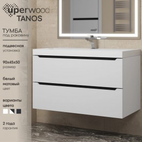 Тумба под раковину Uperwood Tanos 90 см, подвесная, белая/графит в Каменске-Уральском - kamensk-uralskiy.ok-mebel.com | фото 3