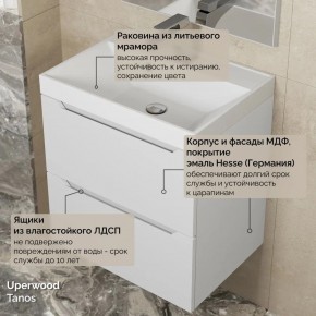 Тумба с раковиной Uperwood Tanos 50 см, подвесная, белая матовая в Каменске-Уральском - kamensk-uralskiy.ok-mebel.com | фото 6